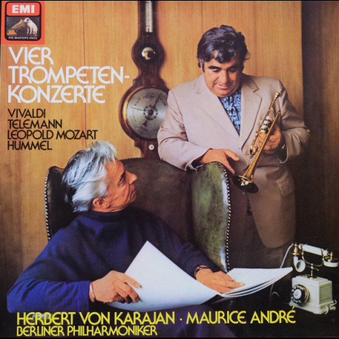 Antonio Vivaldi, Georg Philipp Telemann, Leopold Mozart, Johann Nepomuk Hummel - Herbert von Karajan · Maurice André, Berliner Philharmoniker - Vier Trompeten-Konzerte [1LP]