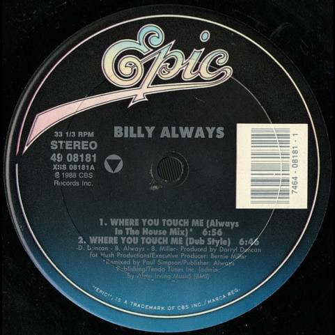 Billy Always - Where You Touch Me (1988) [12"]