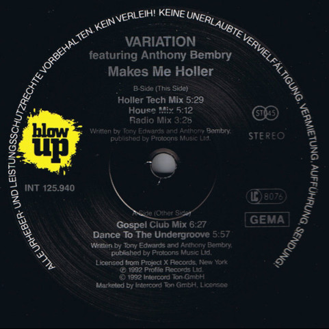 Variation Featuring Anthony Bembry - Makes Me Holler (1992) [12"]