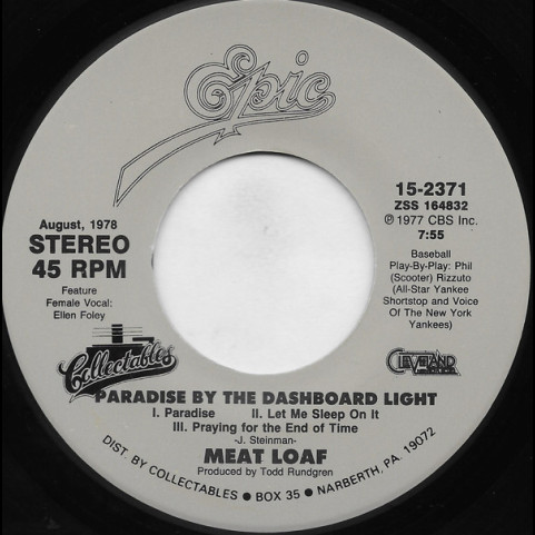 Meat Loaf - Two Out Of Three Ain't Bad / Paradise By The Dashboard Light [7"]