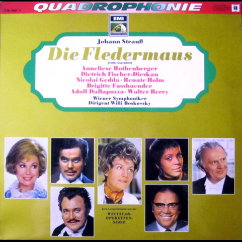 Johann Strauss Jr., Anneliese Rothenberger, Dietrich Fischer-Dieskau, Nicolai Gedda, Renate Holm, Brigitte Fassbaender, Adolf Dallapozza, Walter Berry, Wiener Symphoniker , Dirigent Willi Boskovsky - Die Fledermaus (Grosser Querschnitt) (1972) [1LP]