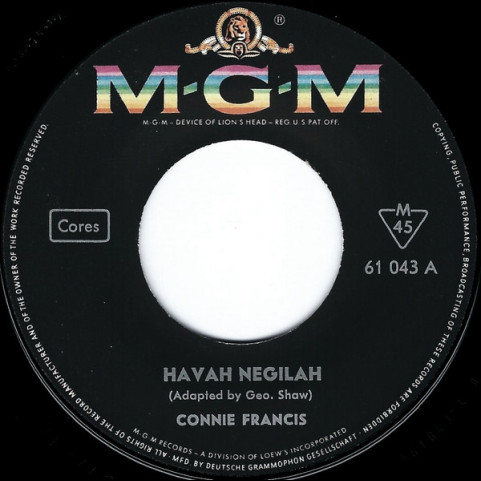 Connie Francis - Havah Negilah (1961) [7"]