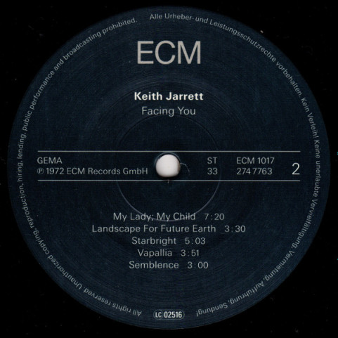 Keith Jarrett - Facing You (2015) [1LP]