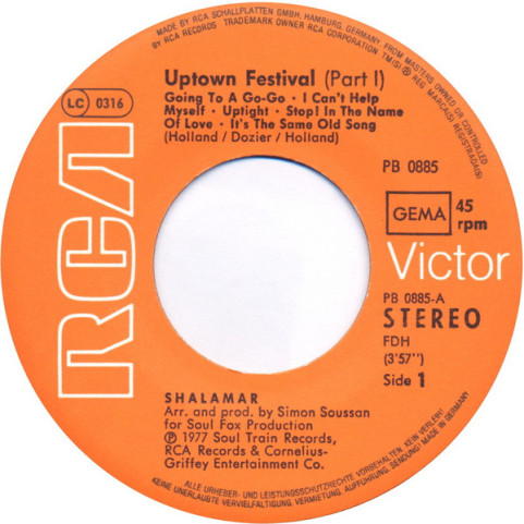 Shalamar - Uptown Festival Part I & Part II (1977) [7"]