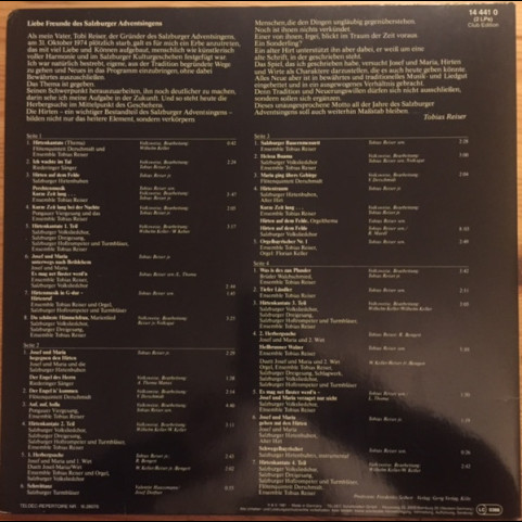 Tobias Reiser - Salzburger Adventsingen (Vorweihnachtliches Oratorium) (1981) [2LP]