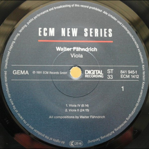 Walter Fähndrich - Viola (1991) [1LP]