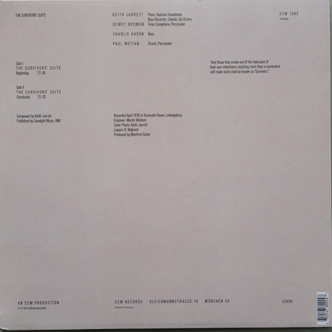 Keith Jarrett - The Survivors' Suite (2017) [1LP] 180g