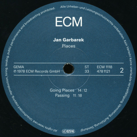 Jan Garbarek - Places (2017) [1LP] 180g