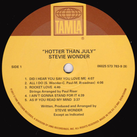 Stevie Wonder - Hotter Than July (2017) [1LP] 180g