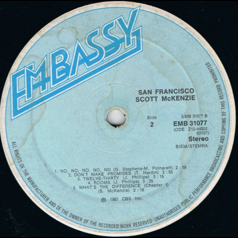 Scott McKenzie - San Francisco (Be Sure To Wear Some Flowers In Your Hair) (1974) [1LP]