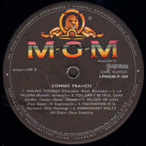 Connie Francis - Pjeva Svoje Najveće Uspjehe (1965) [1LP]