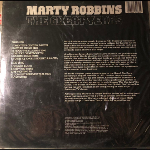 Marty Robbins - The Great Years (1987) [1LP]