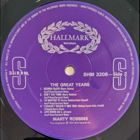 Marty Robbins - The Great Years (1987) [1LP]