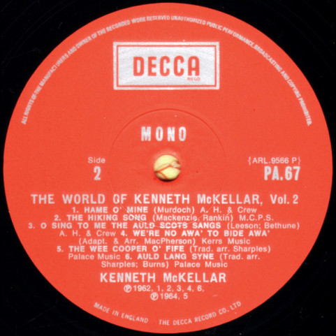 Kenneth McKellar - The World Of Kenneth McKellar Vol. 2 (1970) [1LP]
