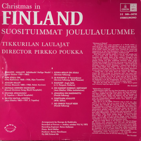 Tikkurilan Laulajat, Pirkko Poukka, George de Godzinsky - Suosituimmat Joululaulumme = Christmas In Finland (1972) [1LP]