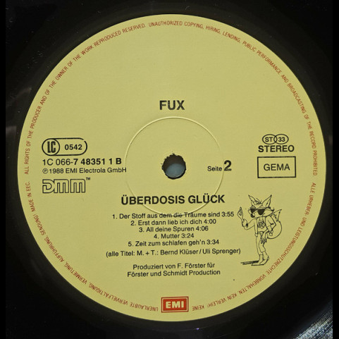 Fux - Überdosis Glück (1988) [1LP]