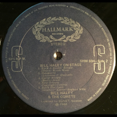 Bill Haley And His Comets - Bill Haley On Stage (1968) [1LP]