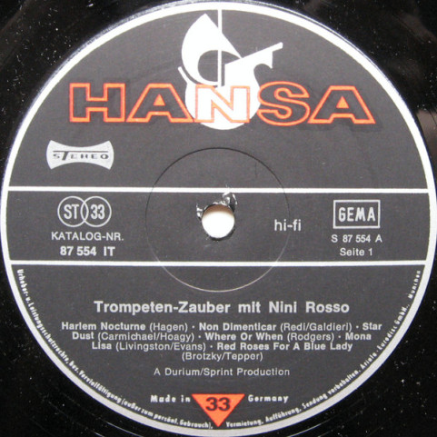 Nini Rosso - Trompeten Zauber Mit Nini Rosso [1LP]