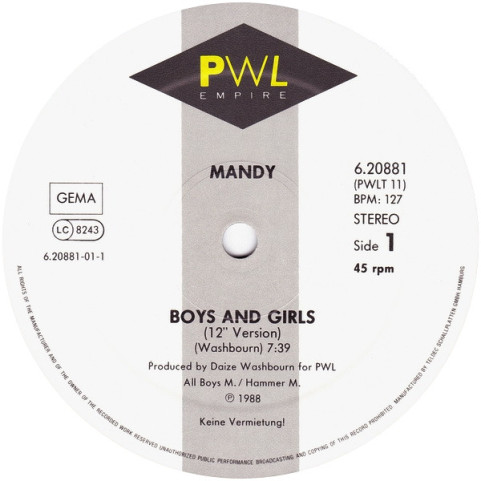 Mandy Smith - Boys And Girls (1988) [12"]