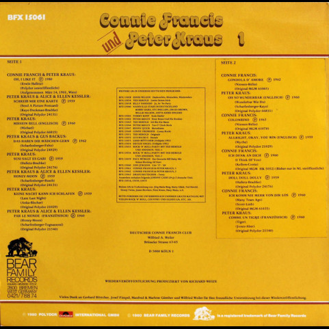 Connie Francis Und Peter Kraus - Connie Francis Und Peter Kraus 1 (1980) [1LP]