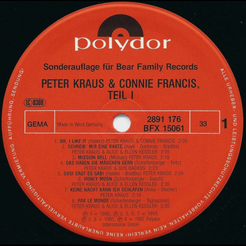 Connie Francis Und Peter Kraus - Connie Francis Und Peter Kraus 1 (1980) [1LP]