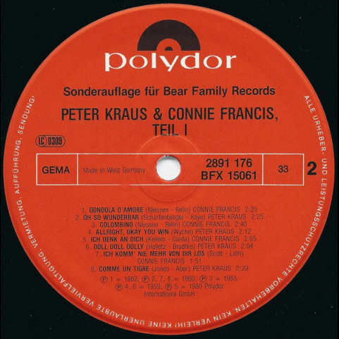 Connie Francis Und Peter Kraus - Connie Francis Und Peter Kraus 1 (1980) [1LP]