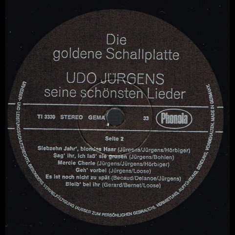 Udo Jürgens - Die Goldene Schallplatte (Seine Schönsten Lieder) [1LP]