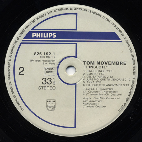 Tom Novembre - L'Insecte (1985) [1LP]
