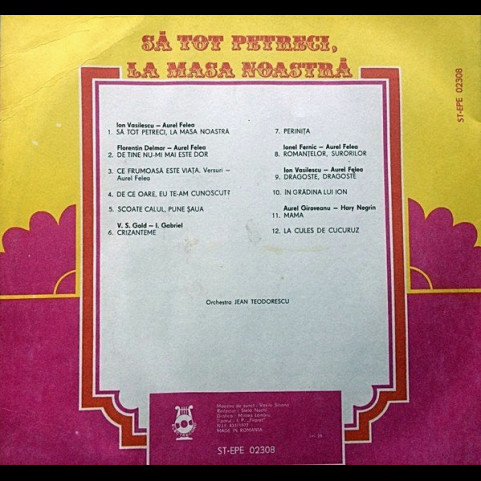 Ionela Prodan - Să Tot Petreci, La Masa Noastră (1983) [1LP]
