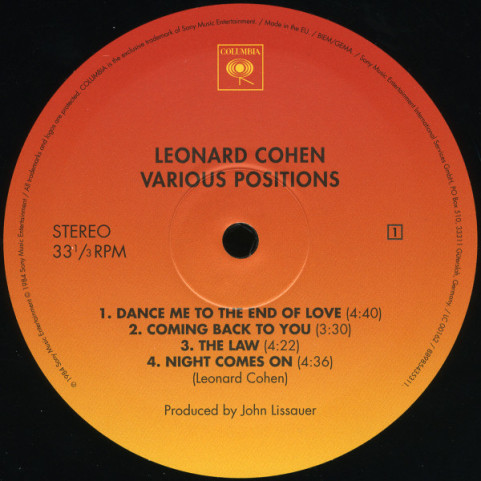 Leonard Cohen - Various Positions (2017) [1LP]