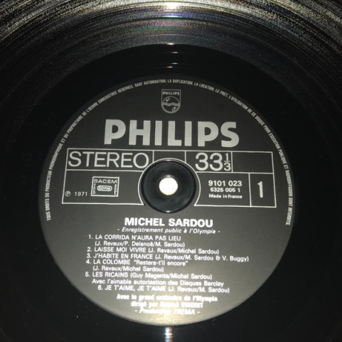 Michel Sardou - Enregistrement Public A L'Olympia [1LP]