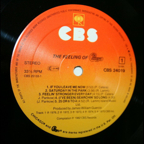 Chicago (2) - The Feeling Of (A Collection Of Their Greatest Hits) (1982) [1LP]