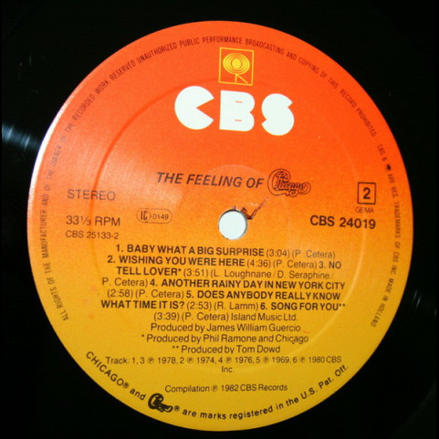 Chicago (2) - The Feeling Of (A Collection Of Their Greatest Hits) (1982) [1LP]