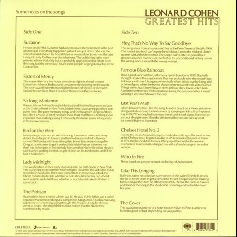 Leonard Cohen - Greatest Hits (2018) [1LP] 180g