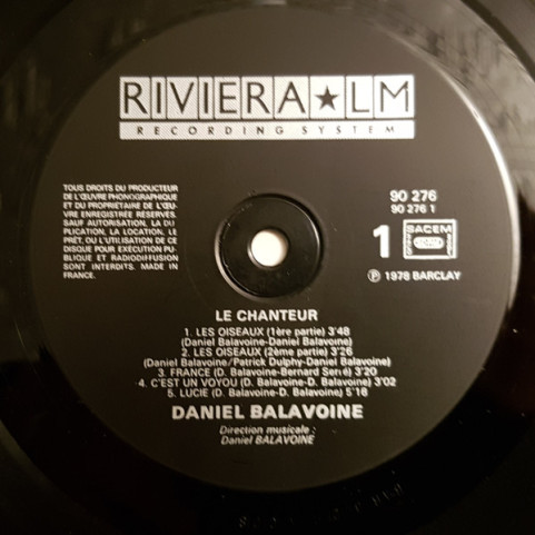 Daniel Balavoine - Le Chanteur (1978) [1LP]