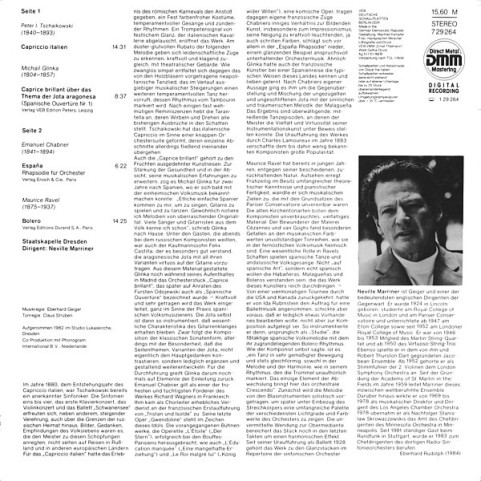 Pyotr Ilyich Tchaikovsky / Mikhail Ivanovich Glinka / Emmanuel Chabrier / Maurice Ravel, Staatskapelle Dresden, Sir Neville Marriner - Capriccio Italien / Caprice Brillant / España / Bolero (1989) [1LP]