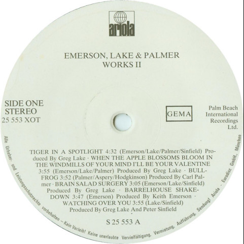 Emerson, Lake & Palmer - Works (Volume 2) (1977) [1LP]