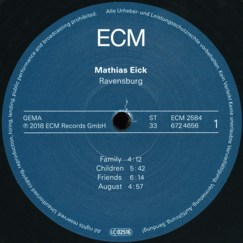 Mathias Eick - Ravensburg (2018) [1LP]