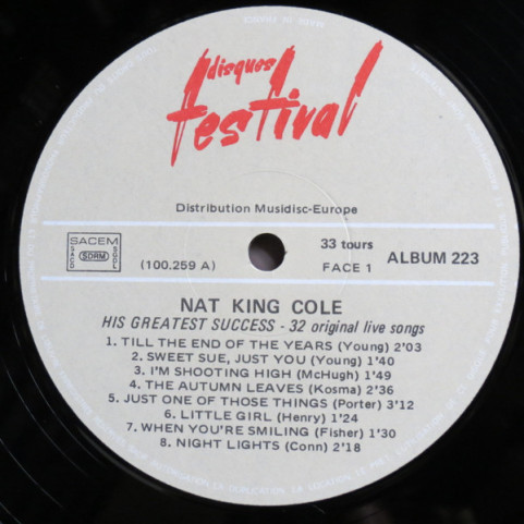 Nat King Cole - His Greatest Success 32 Live Original Songs  [2LP]