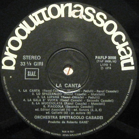 Orchestra Spettacolo Raoul Casadei - La Canta (1974) [1LP]