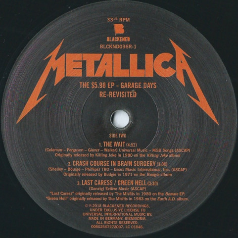Metallica - The $5.98 E.P. - Garage Days Re-Revisited (2018) [12"] 180g