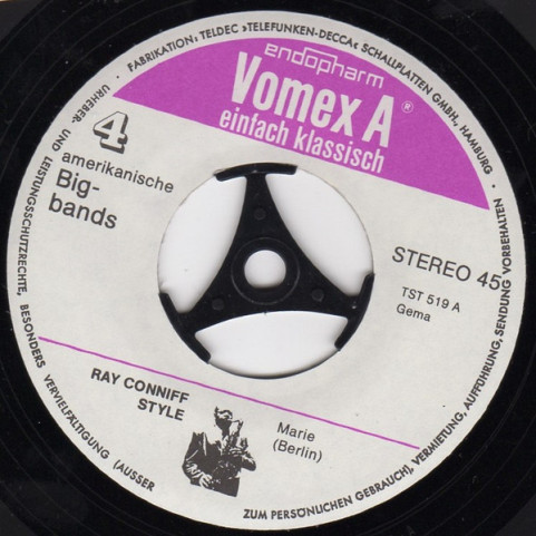 Ray Conniff & His Orchestra - Marie / My Blue Heaven (1972) [7"]