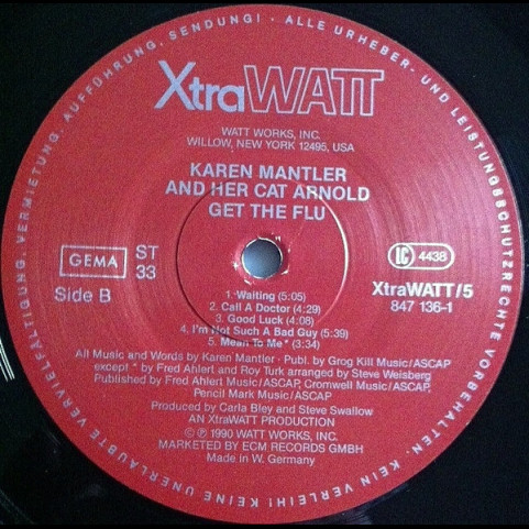 Karen Mantler And Her Cat Arnold - Get The Flu (1990) [1LP]