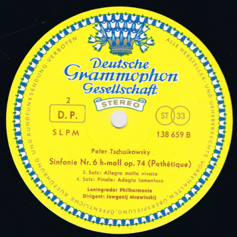 Pyotr Ilyich Tchaikovsky, Leningrad Philharmonic Orchestra - Evgeny Mravinsky - Symphonie Nr.6 »Pathétique« (1964) [1LP]