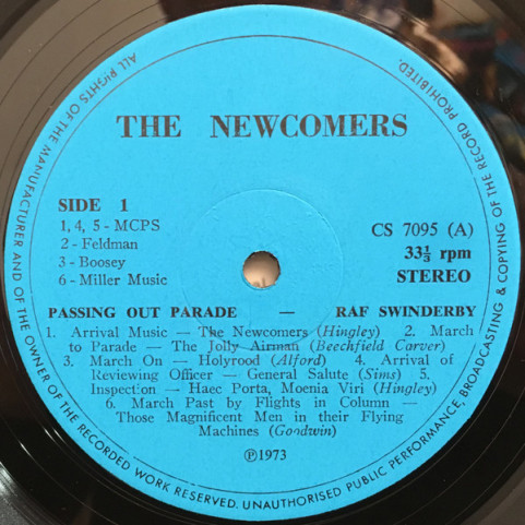Midland Band Of The Royal Air Force, The - The Newcomers Passing Out Parade (Swinderby Style) (1973) [1LP]