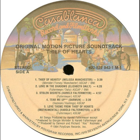 Various - Thief Of Hearts (Original Motion Picture Soundtrack) (1984) [1LP]