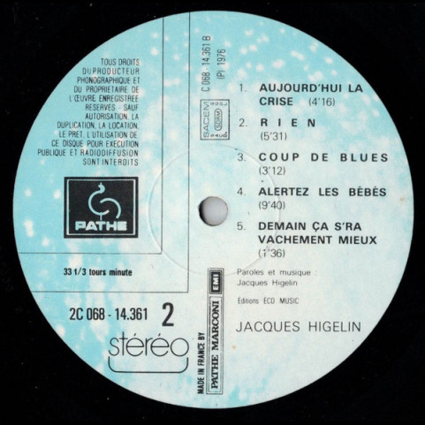 Jacques Higelin - Alertez Les Bébés! (1976) [1LP]