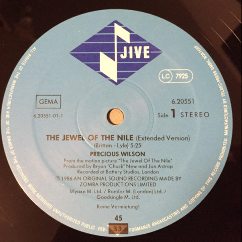 Precious Wilson - The Jewel Of The Nile (1986) [12"]