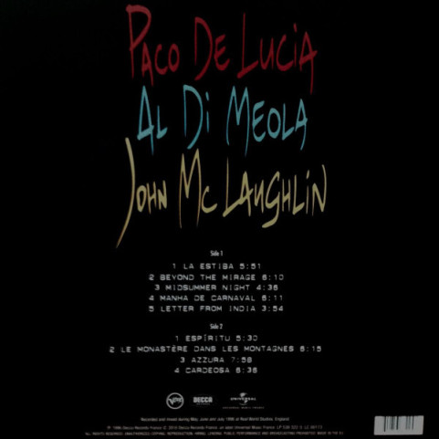 Paco De Lucía, Al Di Meola, John McLaughlin - The Guitar Trio (2018) [1LP] 180g