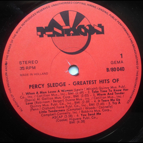 Percy Sledge - Greatest Hits Of Percy Sledge [1LP]